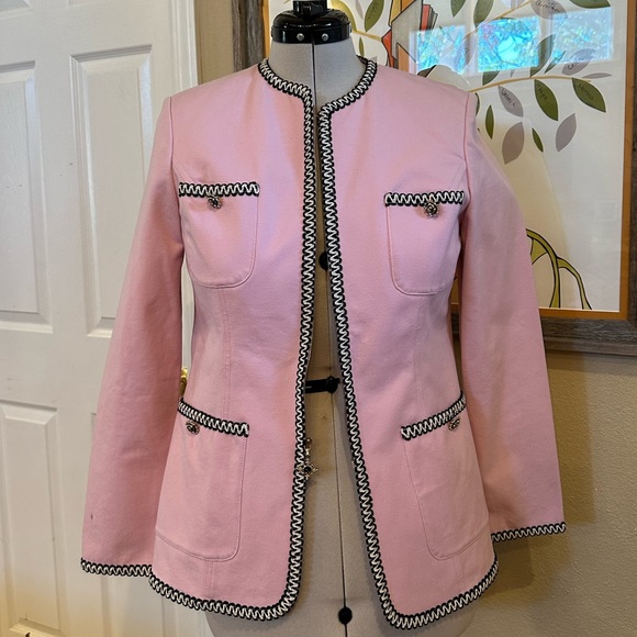 St.John Pink zip front jacket Blazer sz small (C8)